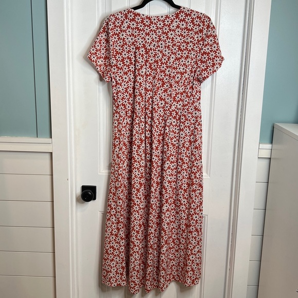 Madewell Rust Red/White Floral Women's Midi Dress. Size Small. - Picture 6 of 14